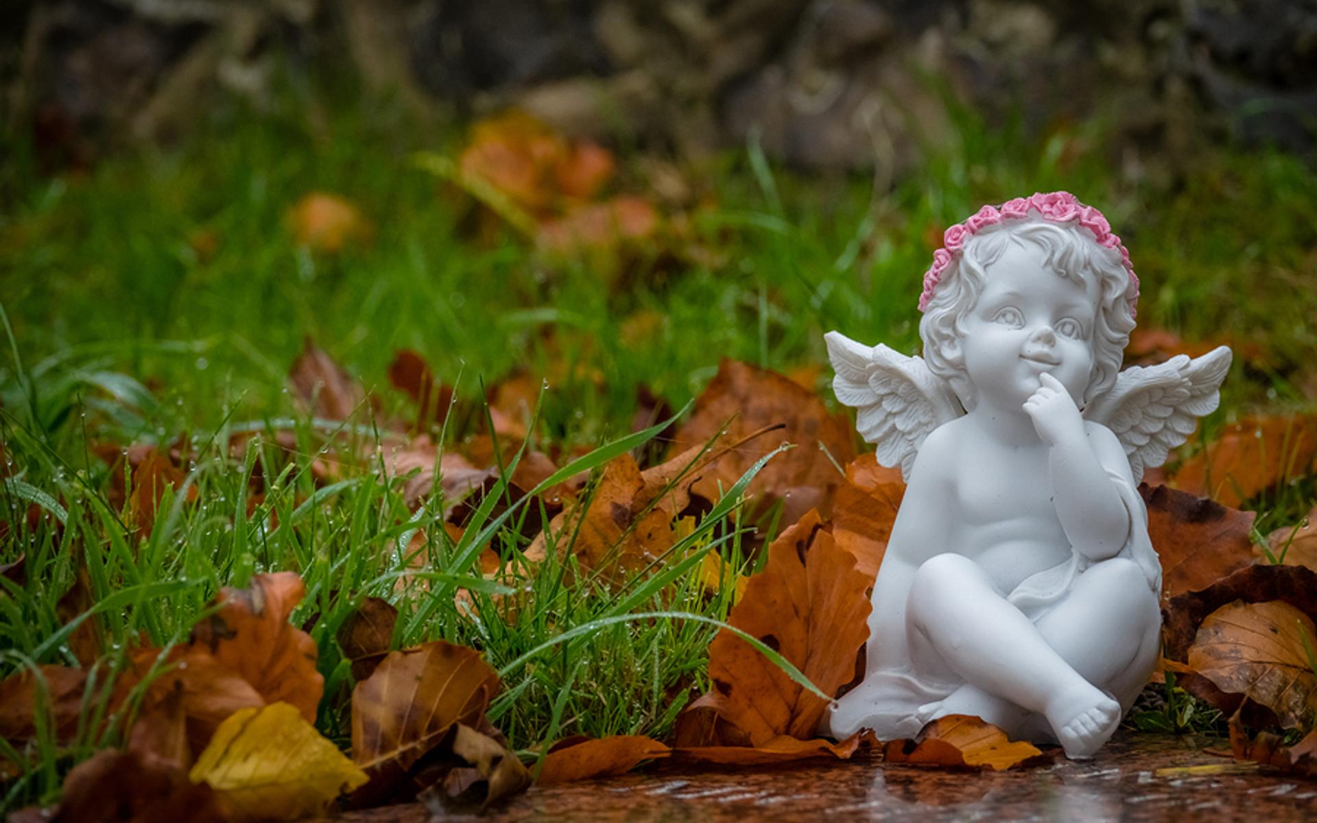 Engelfigur in herbstlicher Umgebung (Symbolbild)