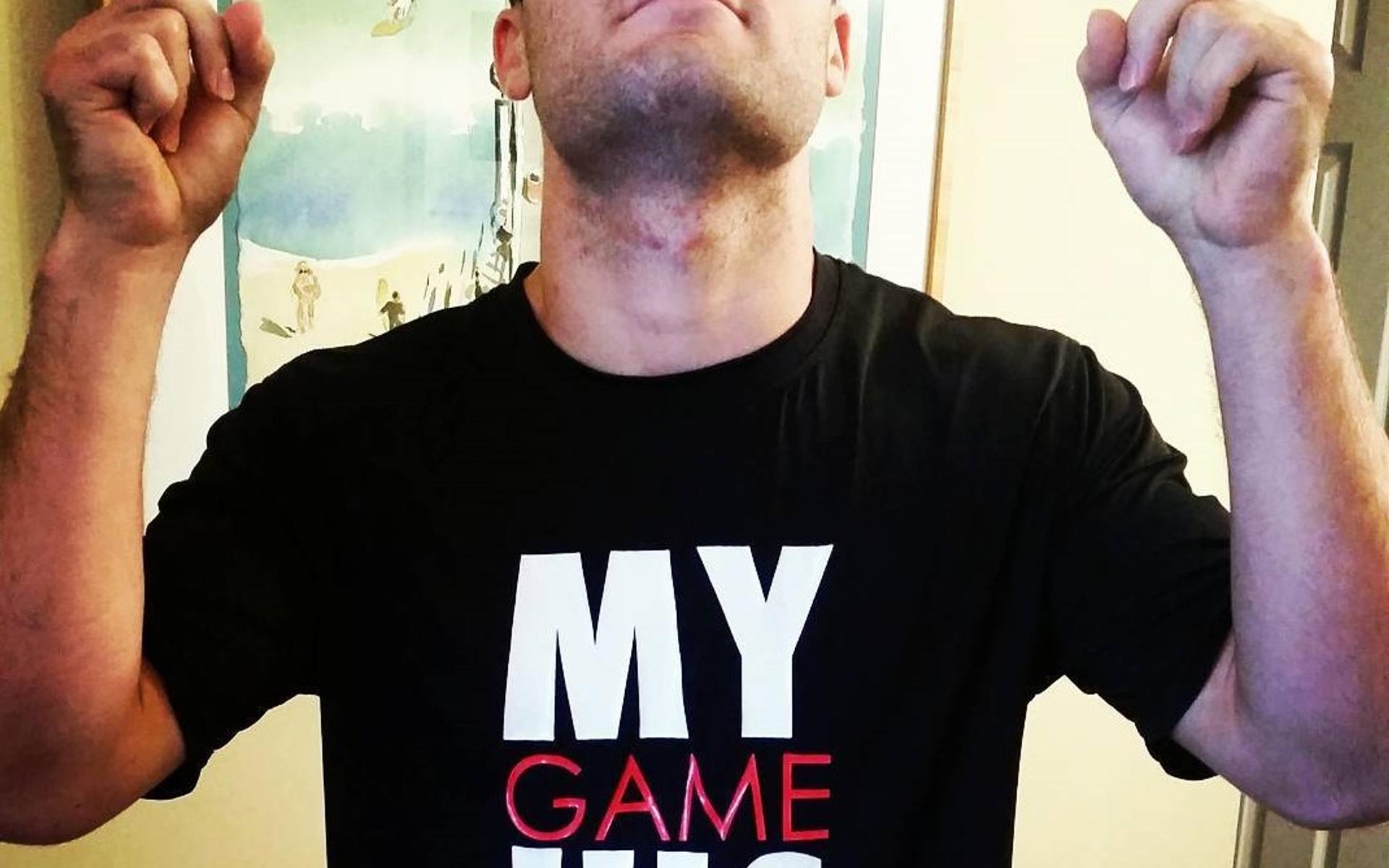 Rocco Grimaldi mit einem christlichen T-Shirt
