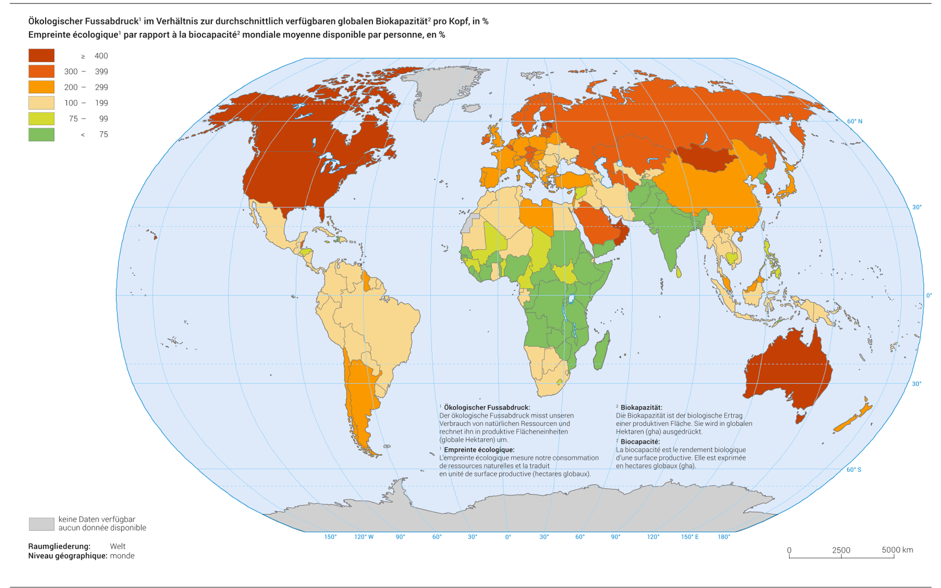 Globale Verteilung des ökologischen Fussabdrucks