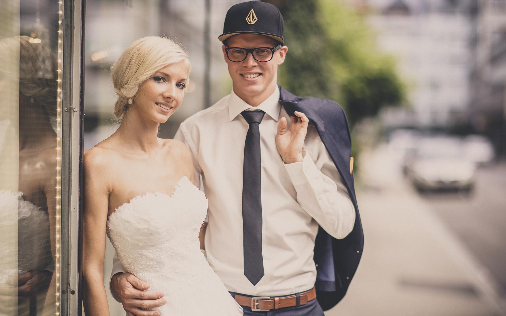 Marc und Naïma Studer bei ihrer Hochzeit 