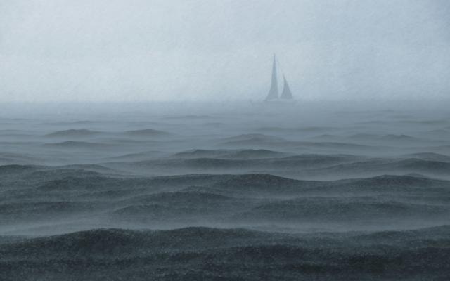 Kleines Boot im Sturm
